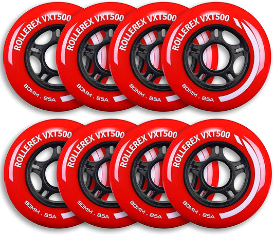 Pack of 8 Inline Skate Wheels, Color: Rocket Red