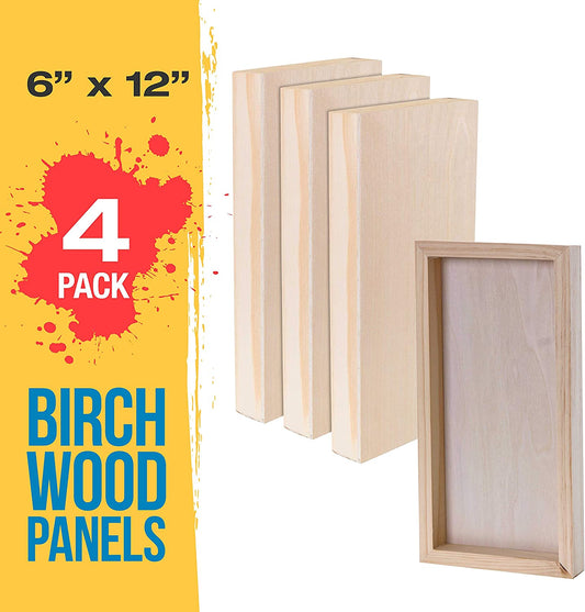 Wood Wall Canvases, 6" x 12", (4 Pack)