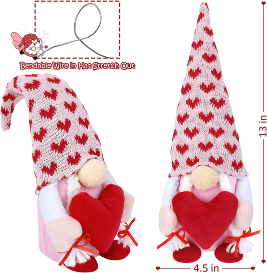 Valentine's Day Gnomes Plush Decoration, 2 Pieces