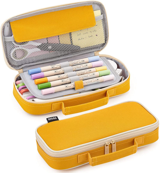 Cute pencil case with zipper, Yellow-L- does not include pencils.