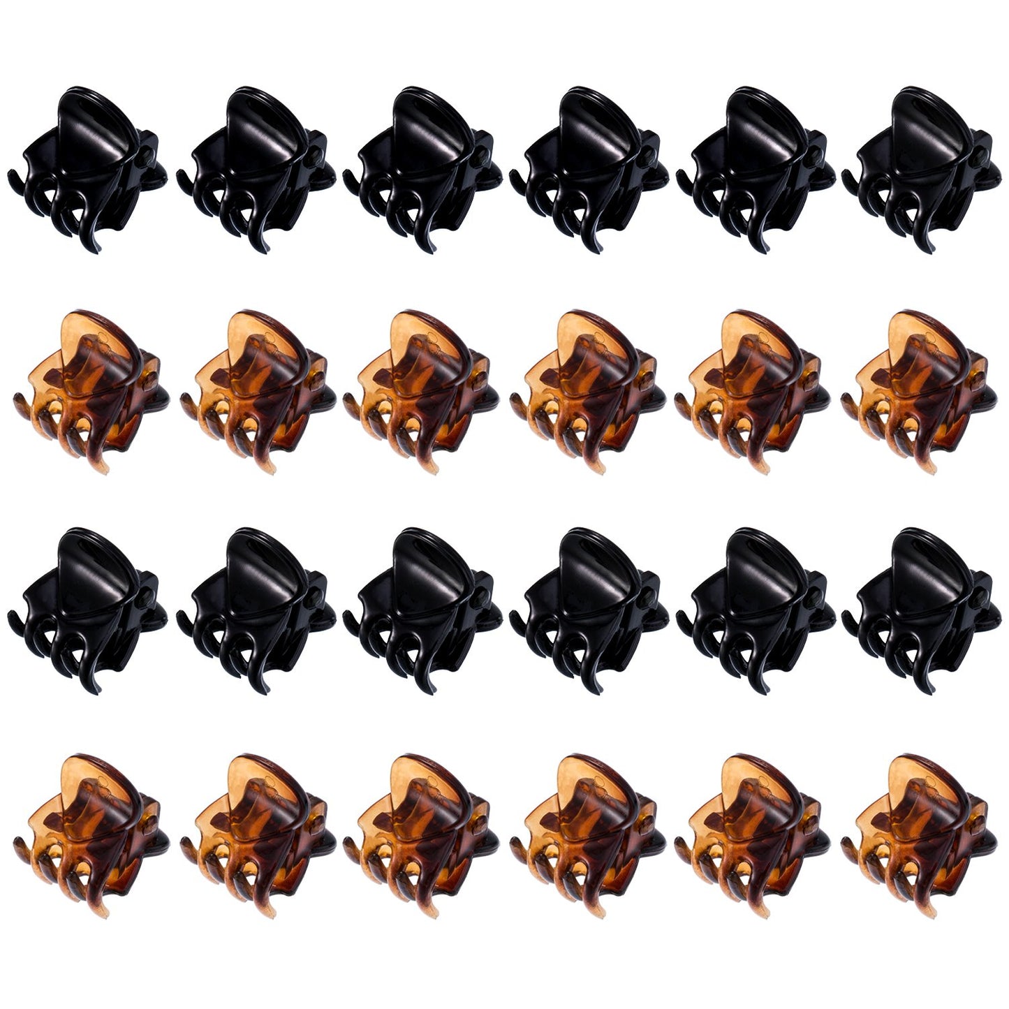 24 small hair clips, (black and brown)