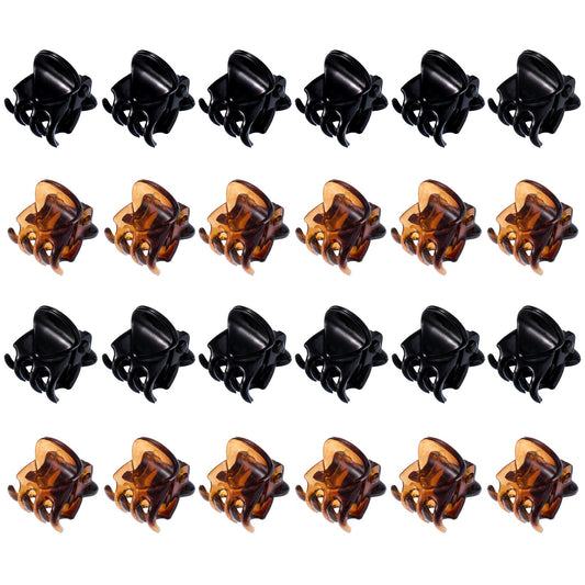 24 small hair clips, (black and brown)