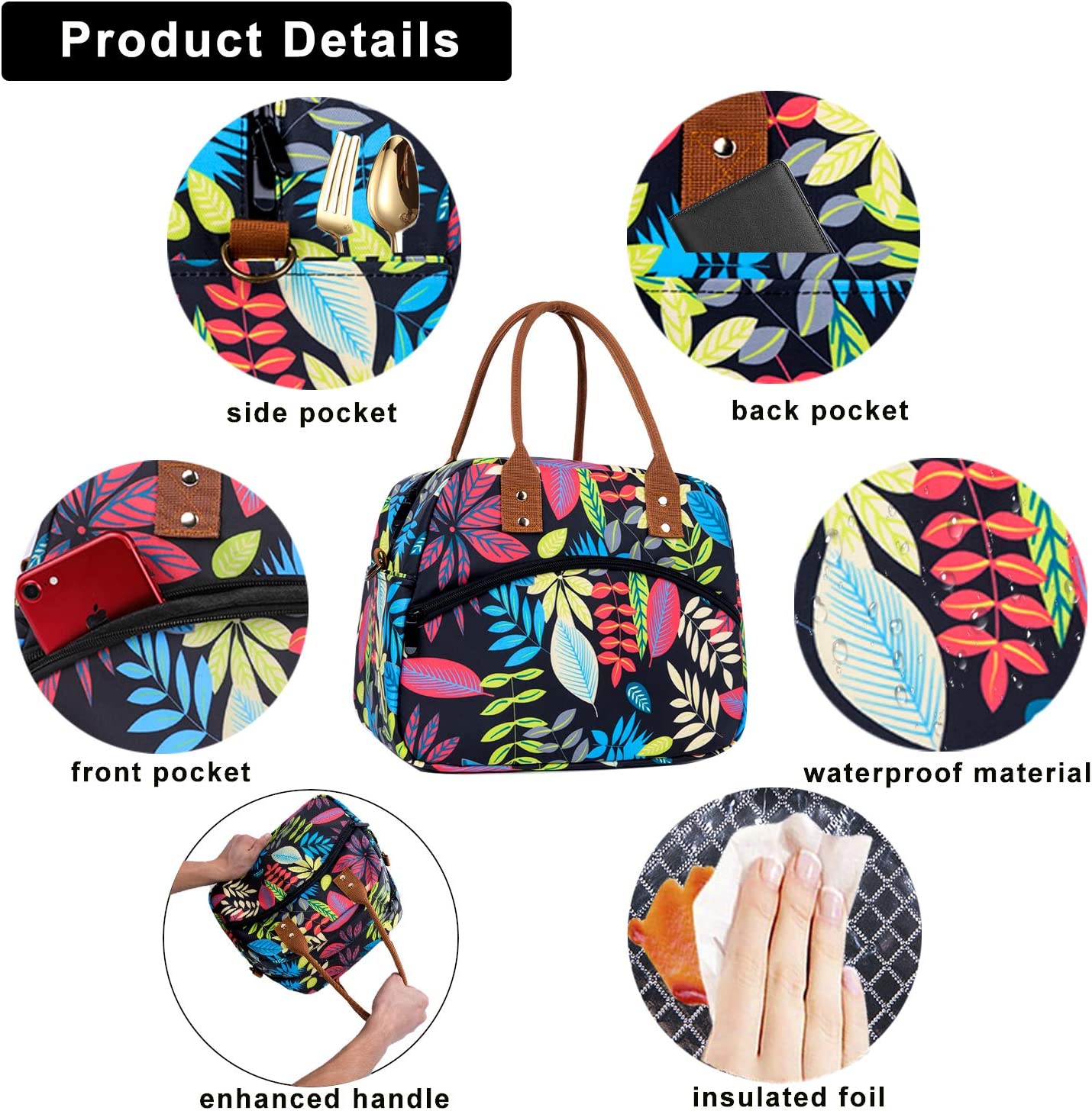 Adjustable Strap Insulated Lunch Bag - Color: Leaf