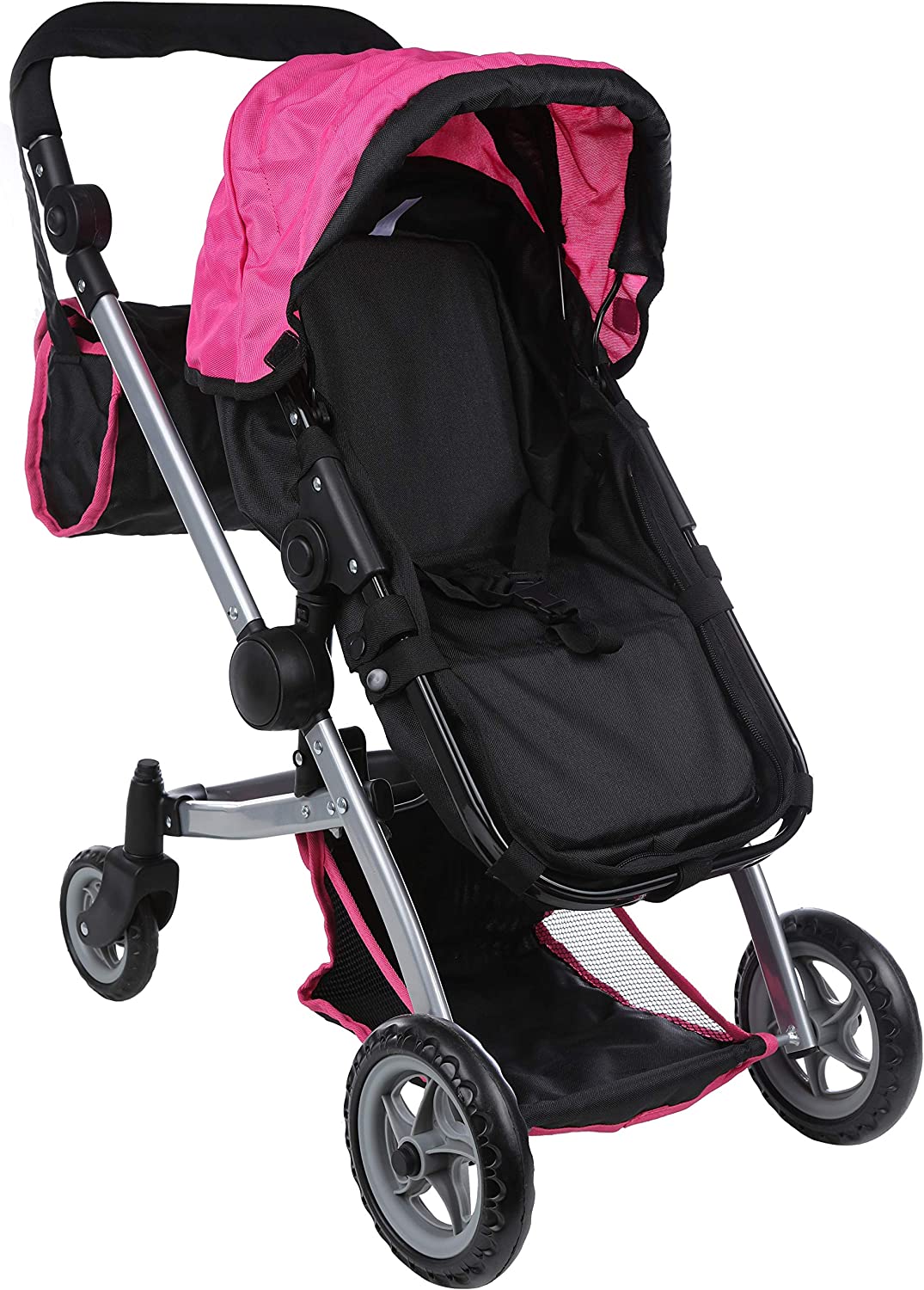 Deluxe Doll Stroller with Swivel Wheels (Pink)