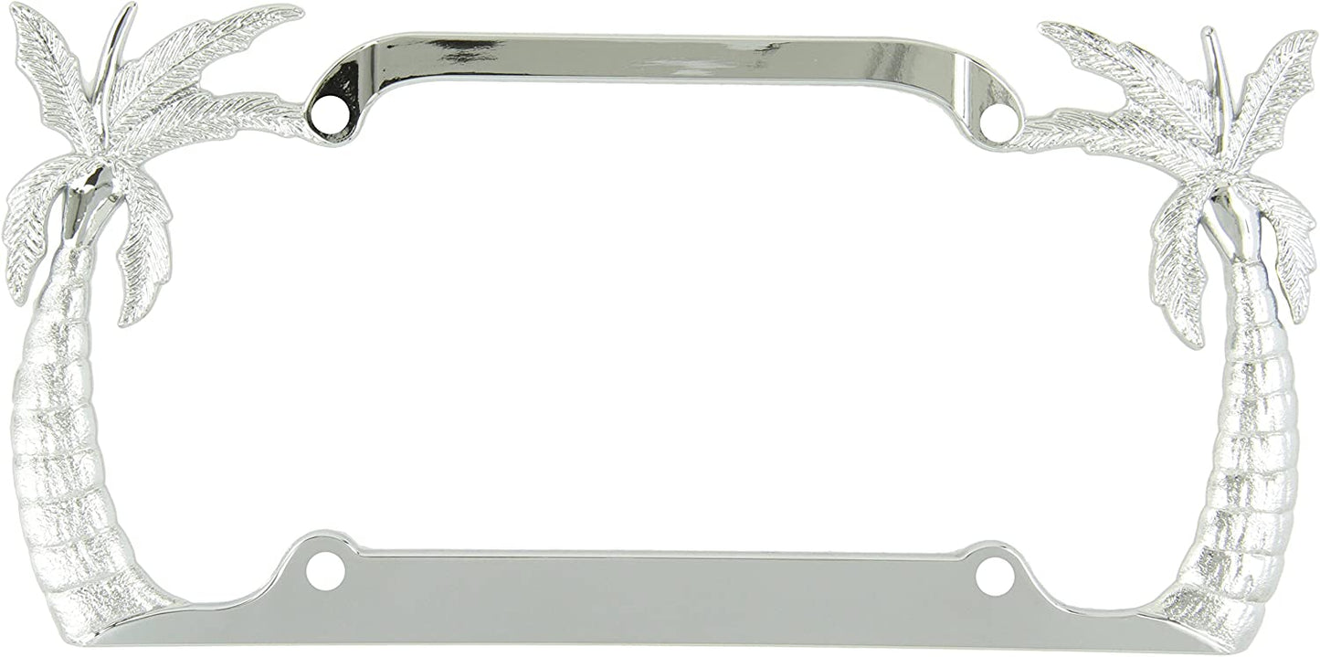 License Plate Frame Bracket, 1 Piece Chrome Palm Tree