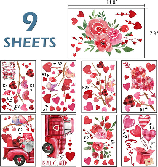 Valentine's Day Window Clings - 9 Sheets