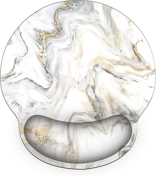 Mouse Pad, White Gold Marble