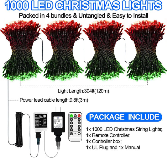 394ft Outdoor Christmas Lights, Red & Green