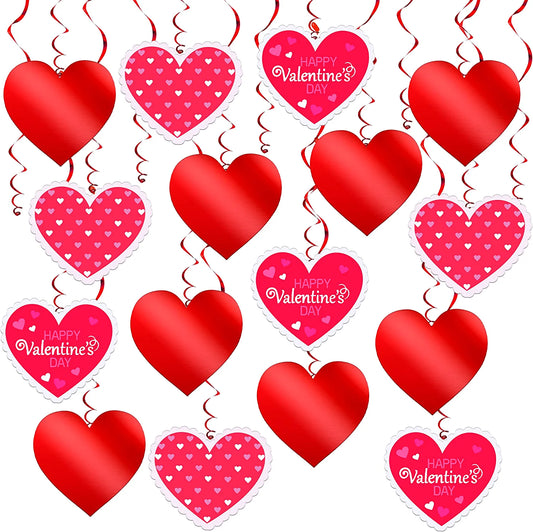 Cute Valentine's Day Heart Hanging Decorations, Pack of 30