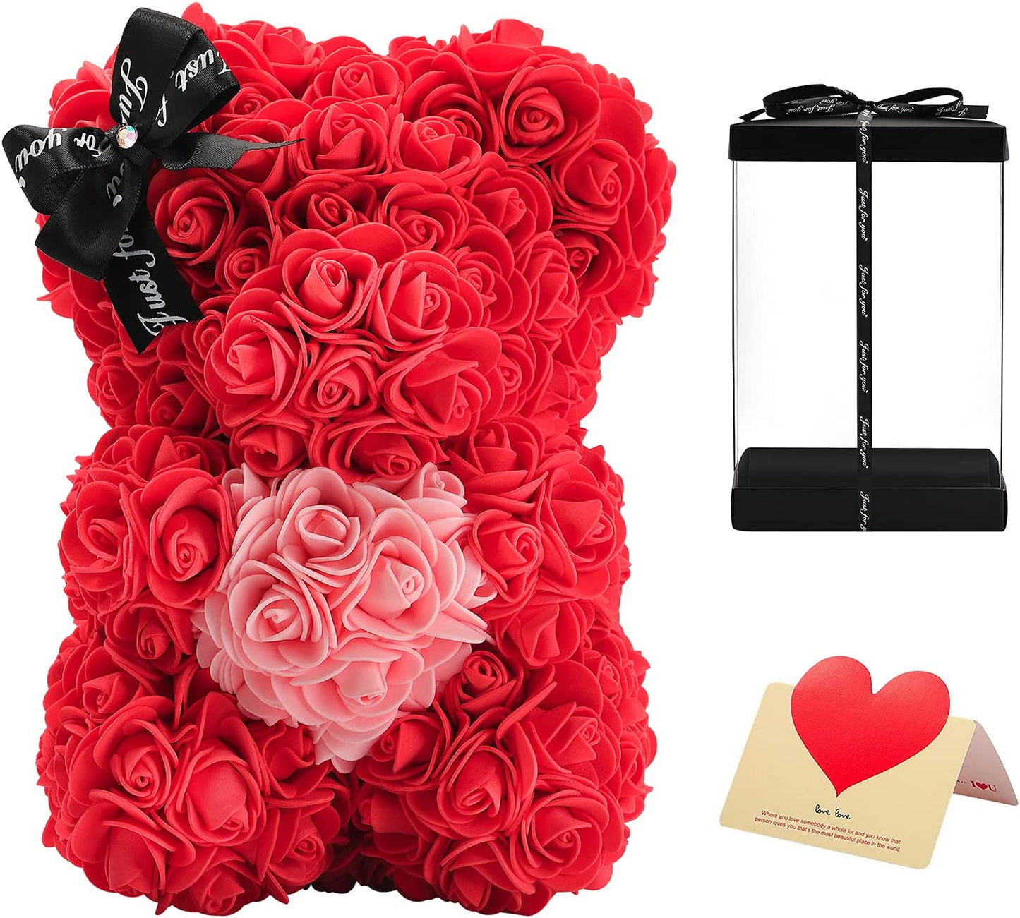 Gift Bear of red roses with box for Valentine's Day