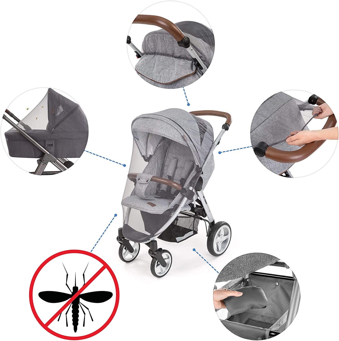 Universal Mesh Net for Baby Stroller and Carrycot (Grey)