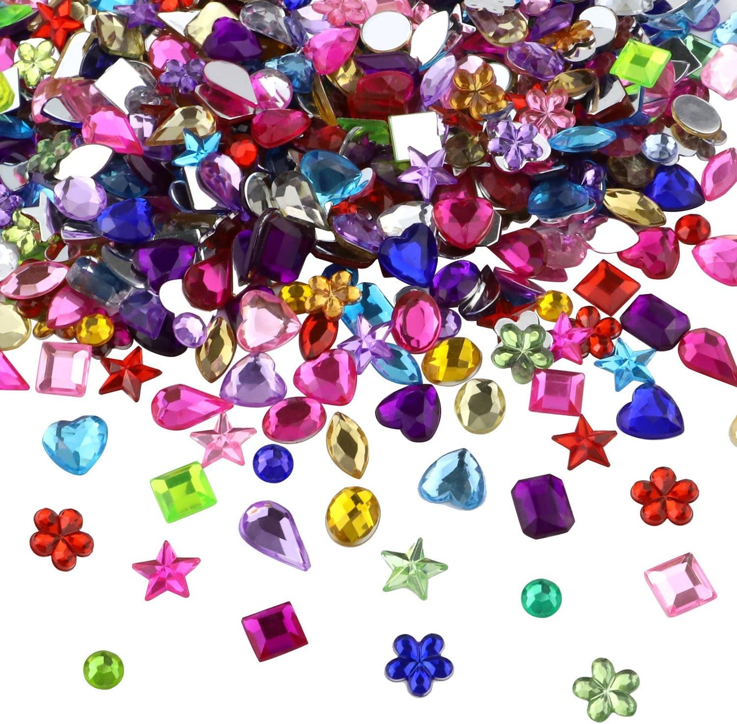 900 Pieces Flat Back Acrylic Craft Gemstones, 9 Shapes, 6-13mm