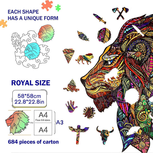 Wooden puzzle (31.8 * 22.3 cm), 684pcs, color: Lion