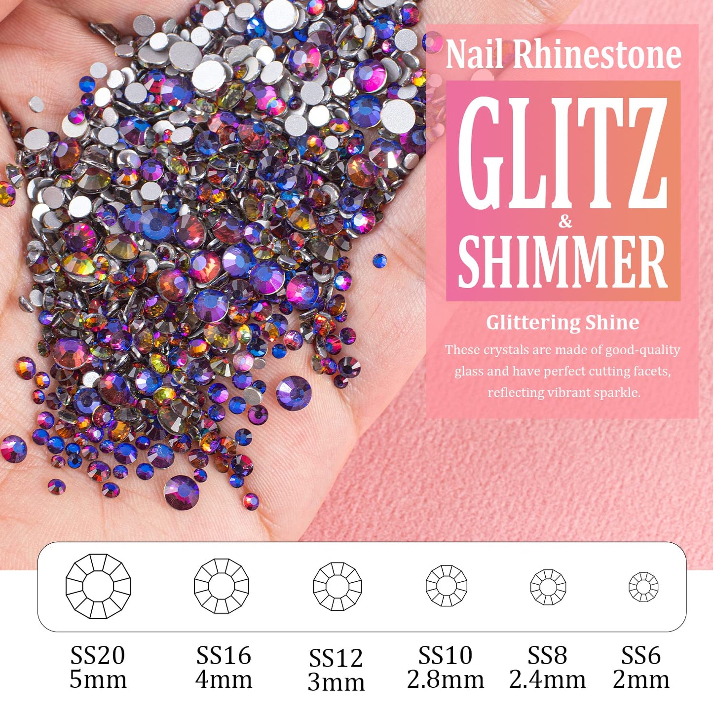 3D Crystal Nail Art Rhinestones Kit (Iridescent Blue)