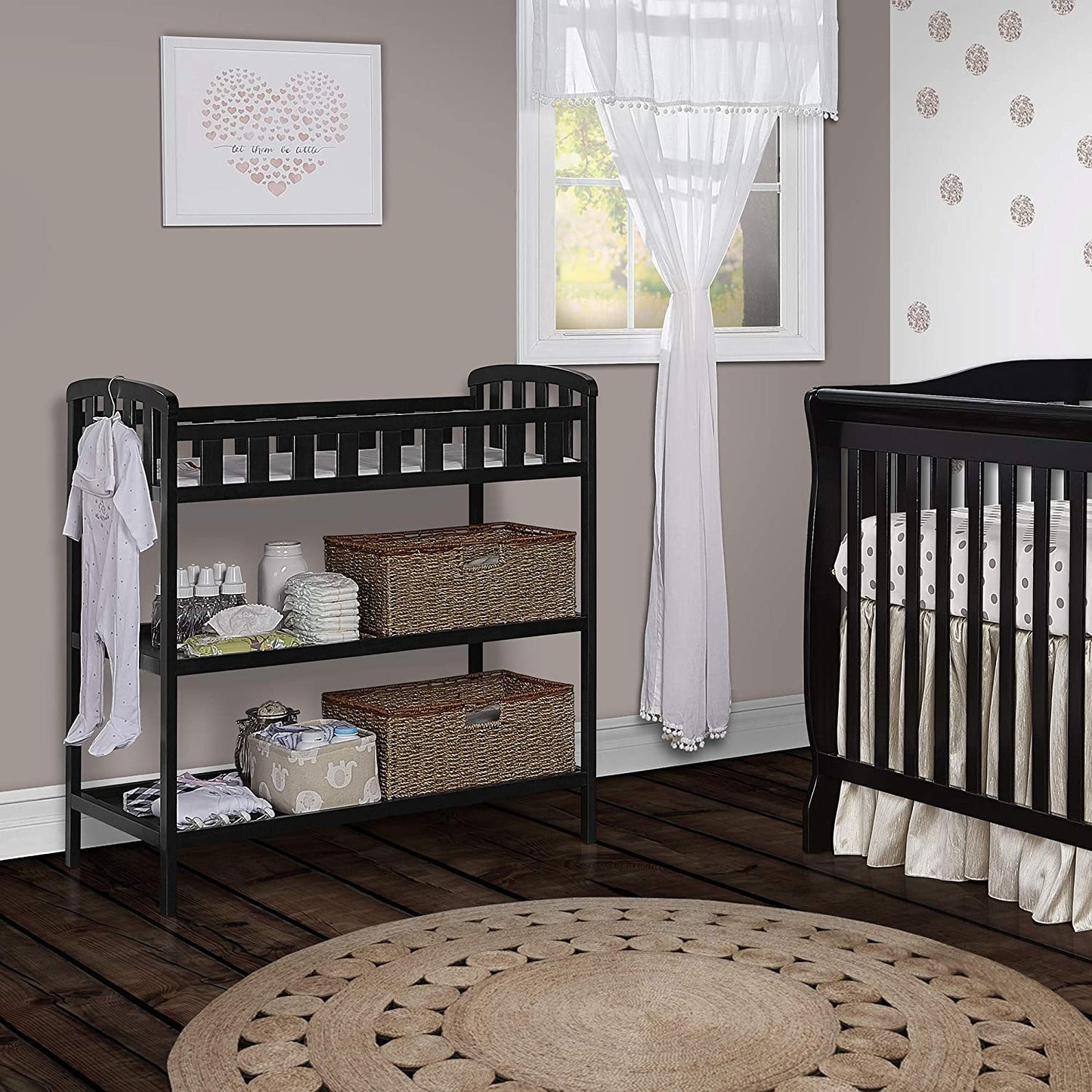 Changing Table, Black 36.5x20x39 Inch