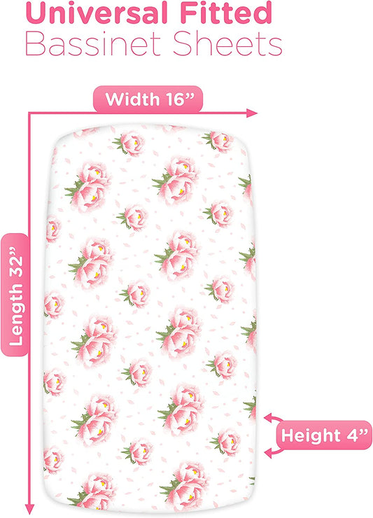 Crib Sheet Set, 3-Pack, 32" x 16" x 4", Rose Pink