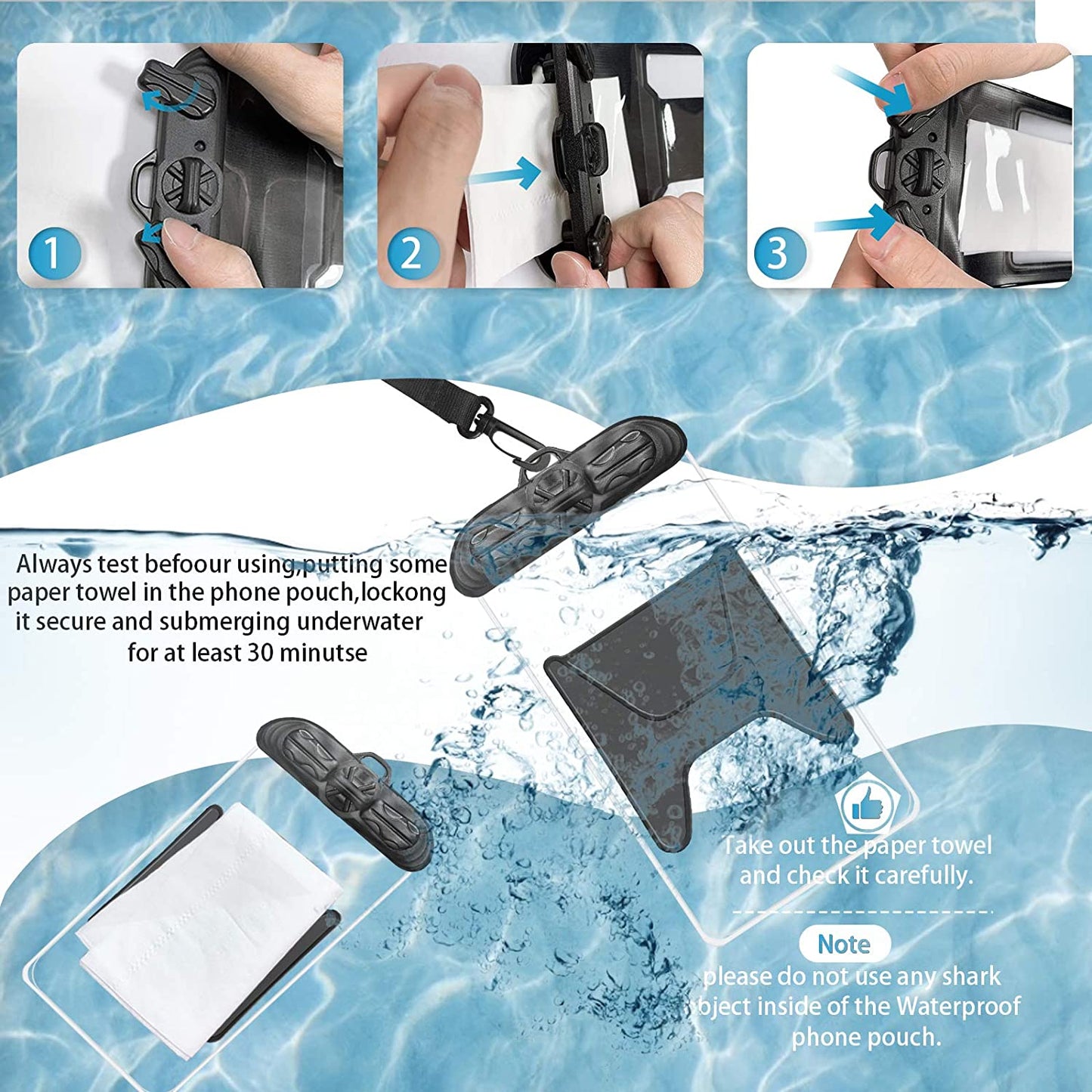 2-Pack waterproof phone cases, transparent