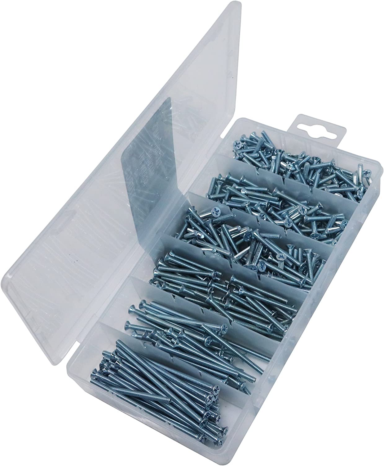 Flat Head Screw Set, 370 Pieces, (‎9.69 x 5.04 x 1.85 inches)