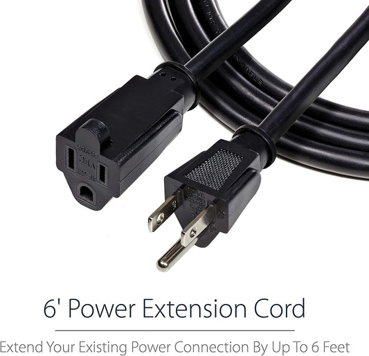 6ft (2m) power extension cord, color: black