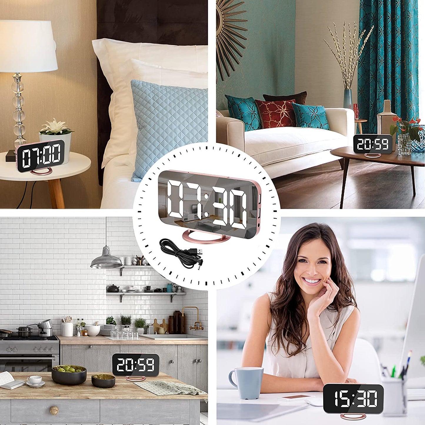 Digital clock large display,with dual usb charger ports