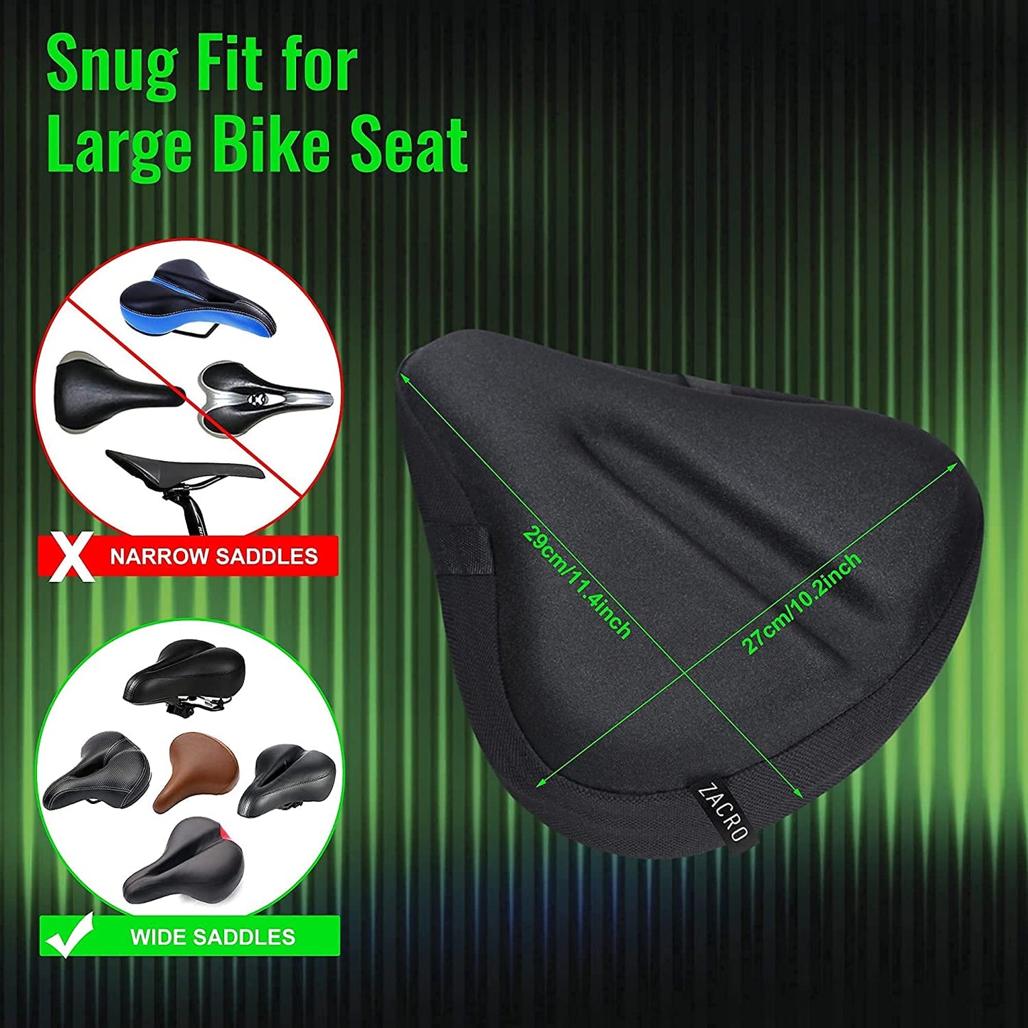 Gel Bike Seat Cover, Color: Black, ‎11.14 x 10.75 x 2.95