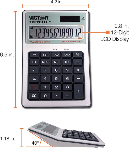 Calculator, white, 1.8" x 4.6" x 6.5"