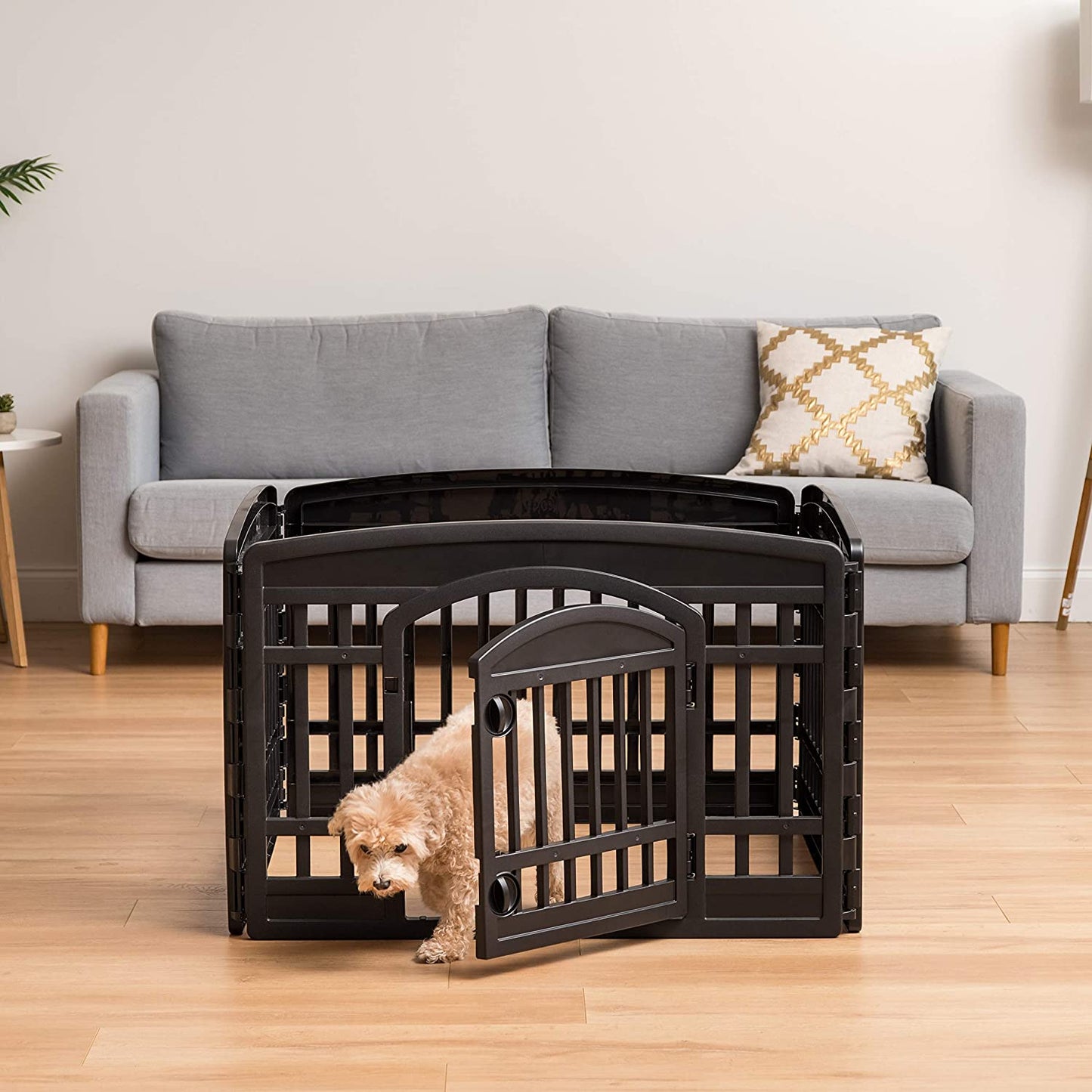 24-Inch Pet Playpen with Door, Black