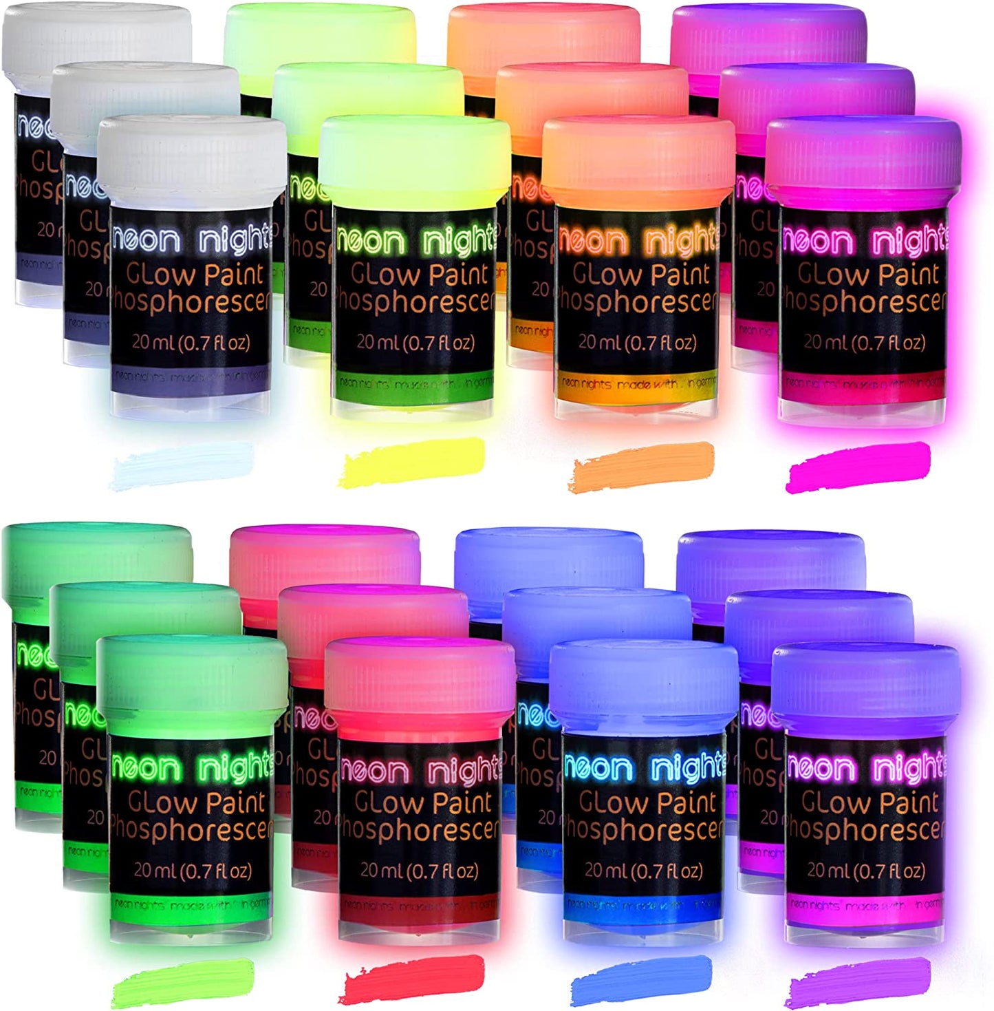 Glow in the Dark Paint - Pack of 8, 20ml