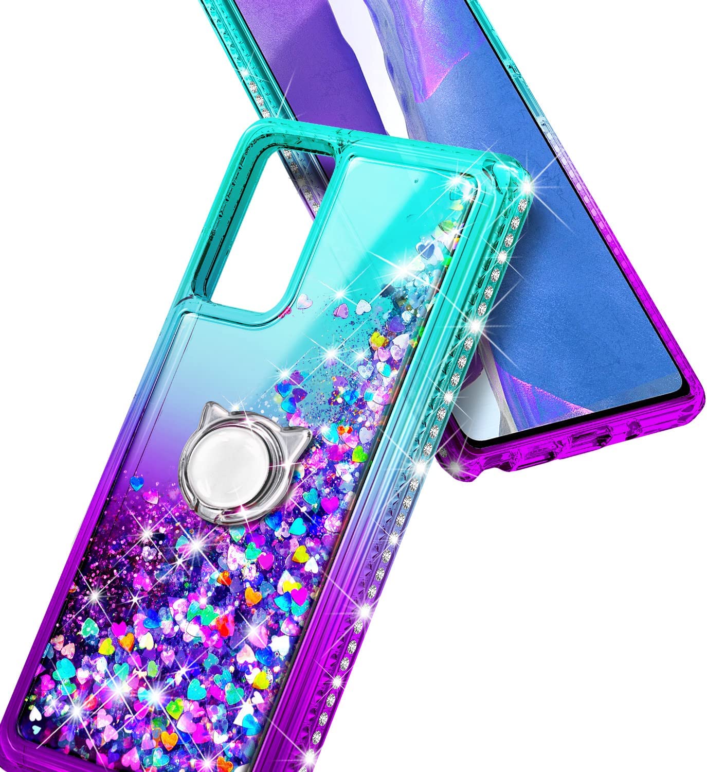 Case with Tempered Glass Screen Protector (Aqua/Purple)