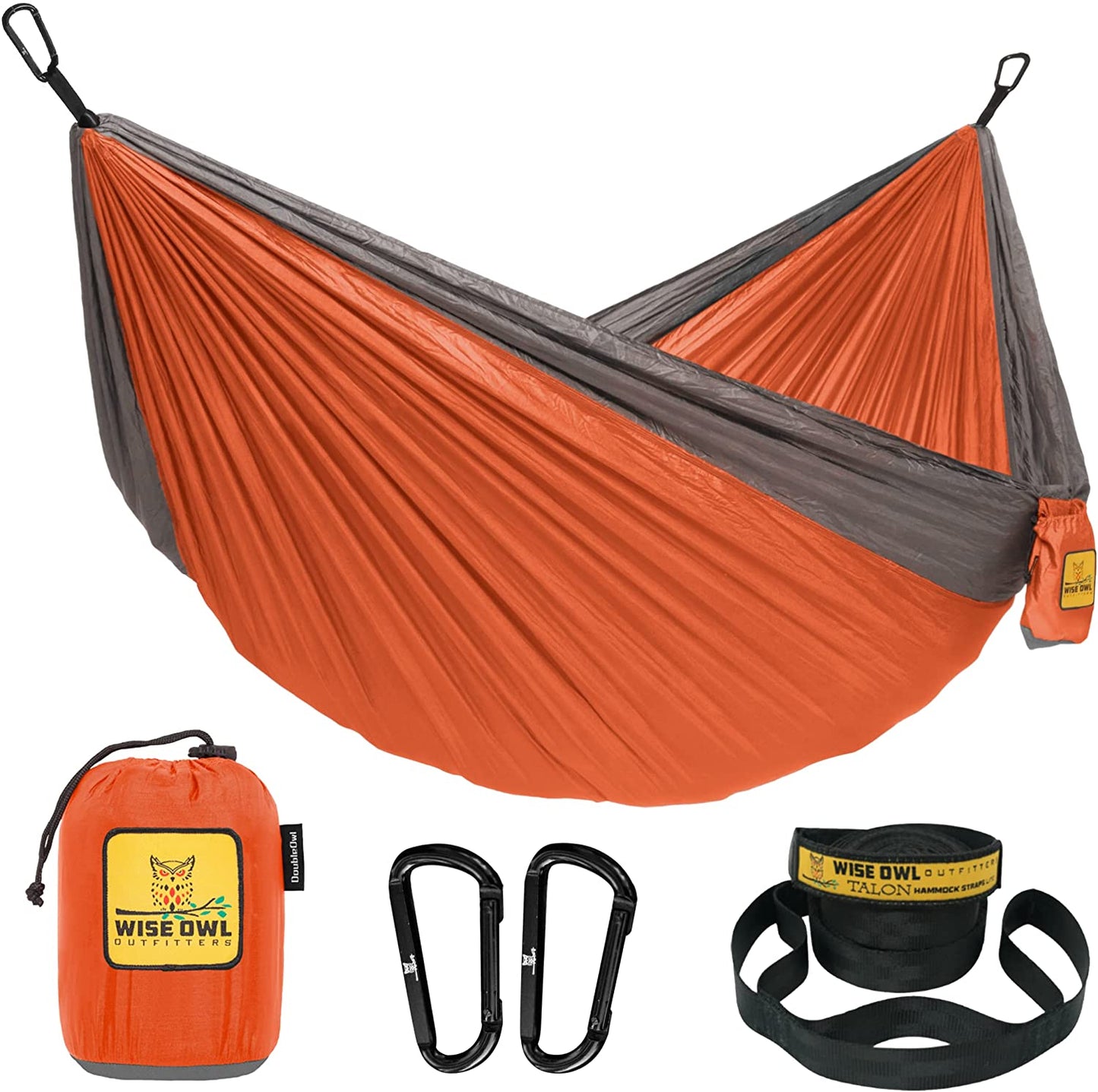 Portable Hammock Single or Double Hammock, Orange & Gray