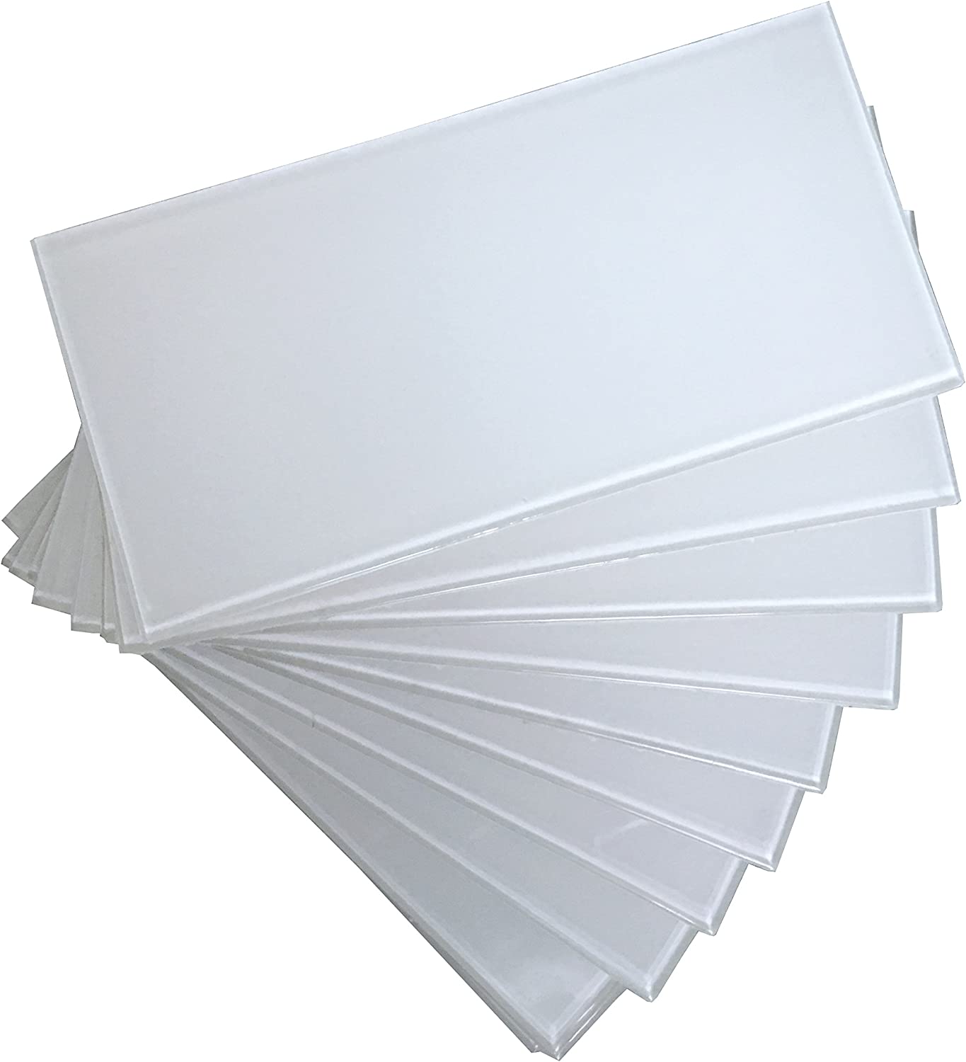 32-Piece 3" x 6" Glass Tiles (Color: White)