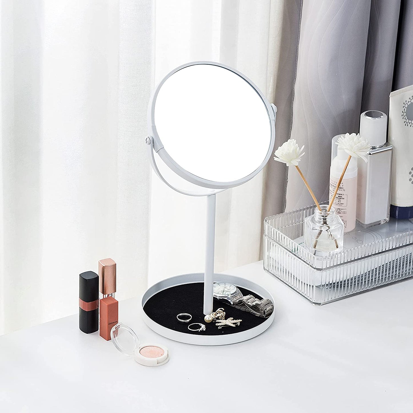 360 rotating round mirror, without light, white