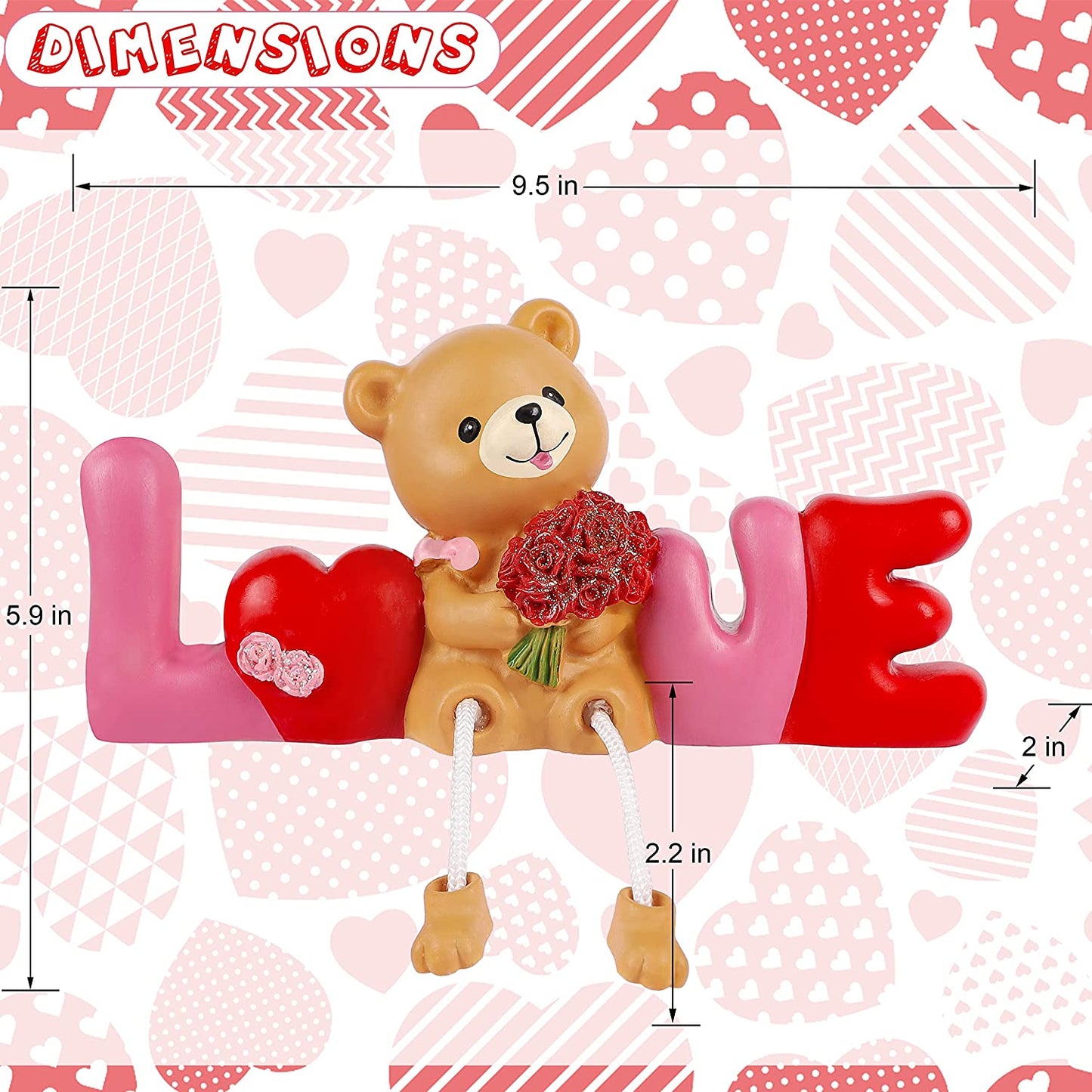 Valentine's Day Table Toppers 7.5"L x 6"H x 2"W