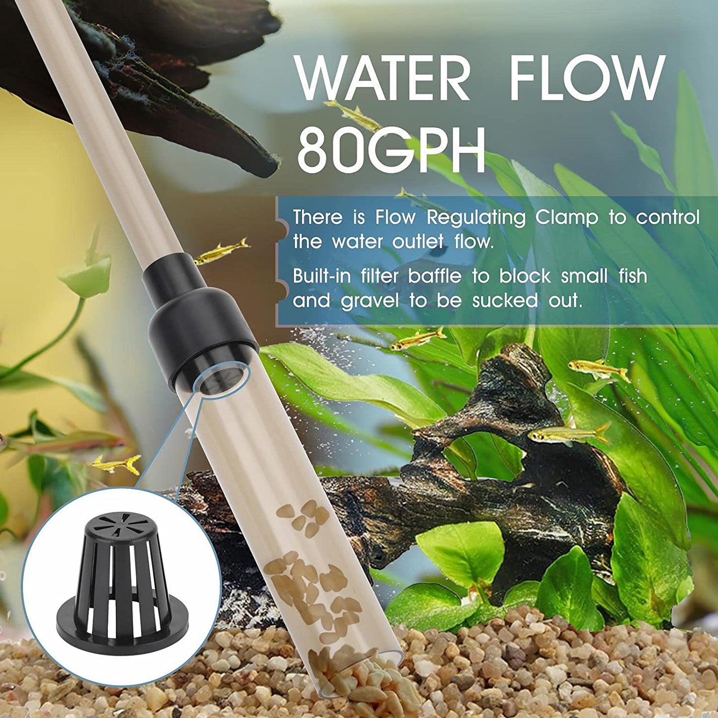 Manual gravel vacuum for aquarium, (S)