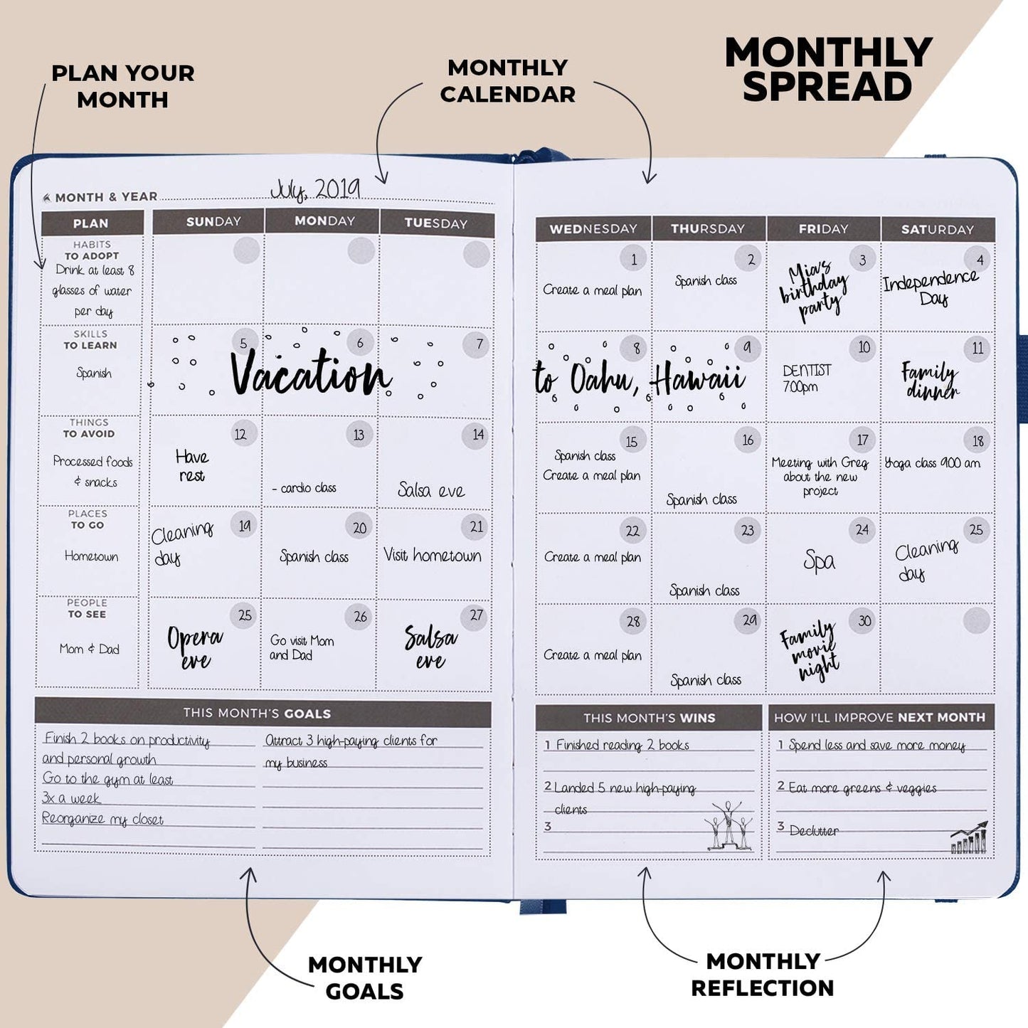 Activity planner notebook, Dark Blue (Undated)