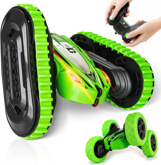 2-in-1 Tracked Remote Control Car Interchangeable Tires Green