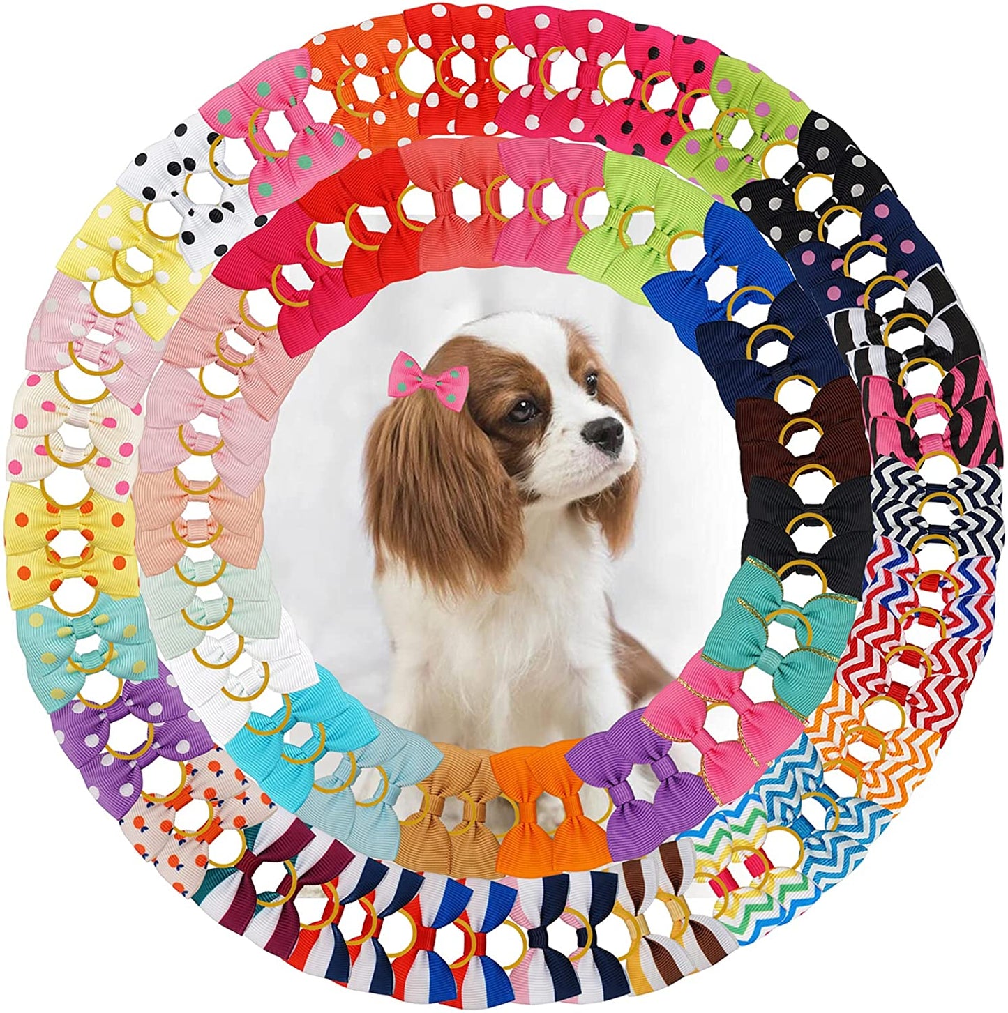 100pcs/50pairs MultiColor Pet Bows