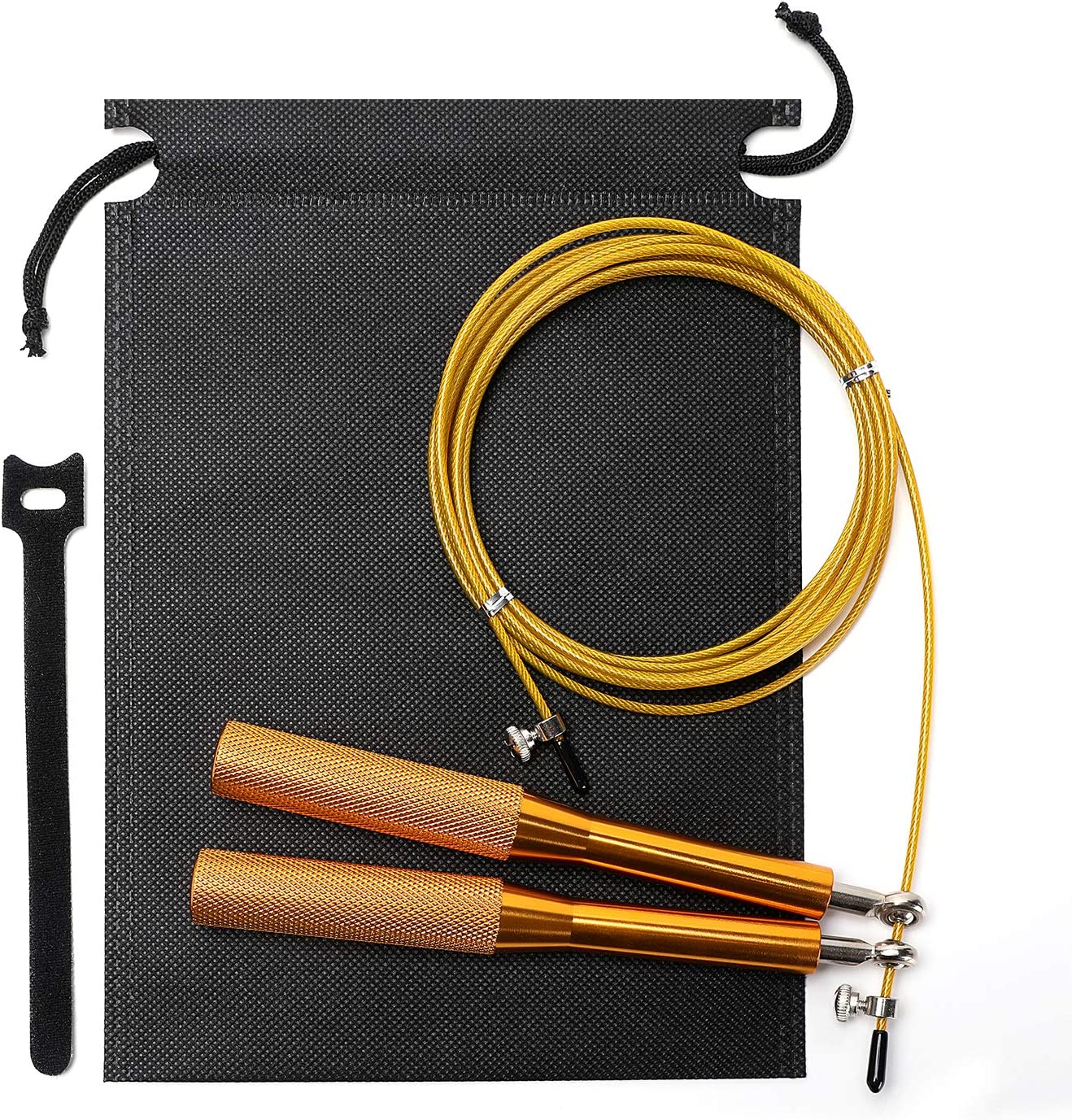 Skipping rope, aluminum alloy handles, Gold, 115 inches, 3 m