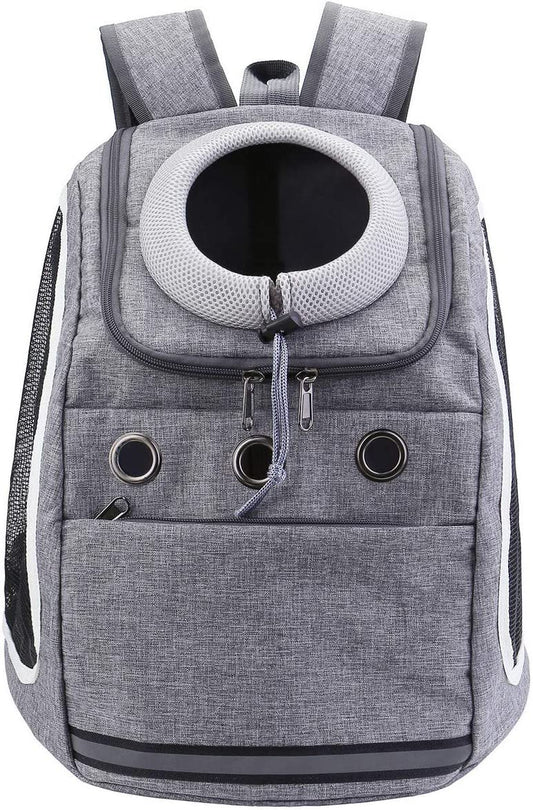 small pet walking backpack, Color: Grey, (10-15 lbs)