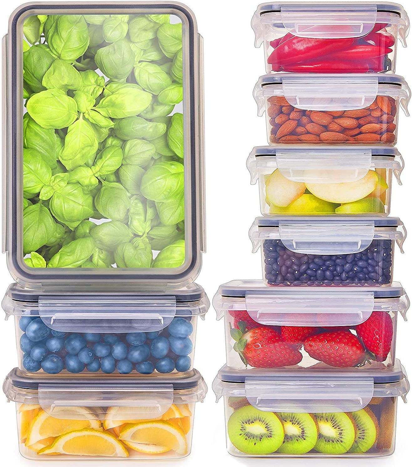 (9-pack) Food Storage Containers with Leak-Proof Lids