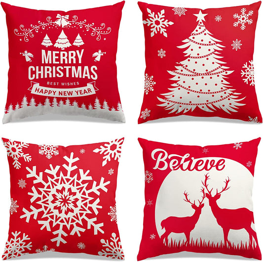 Christmas Pillow Covers 18" x 18", (Red01)