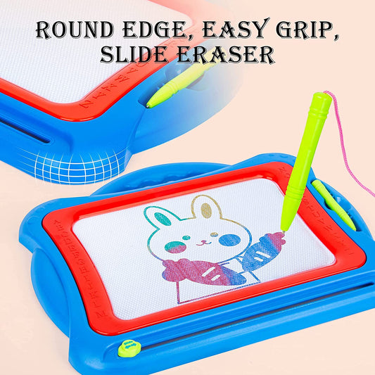 Magnetic drawing board with large drawing pad for children