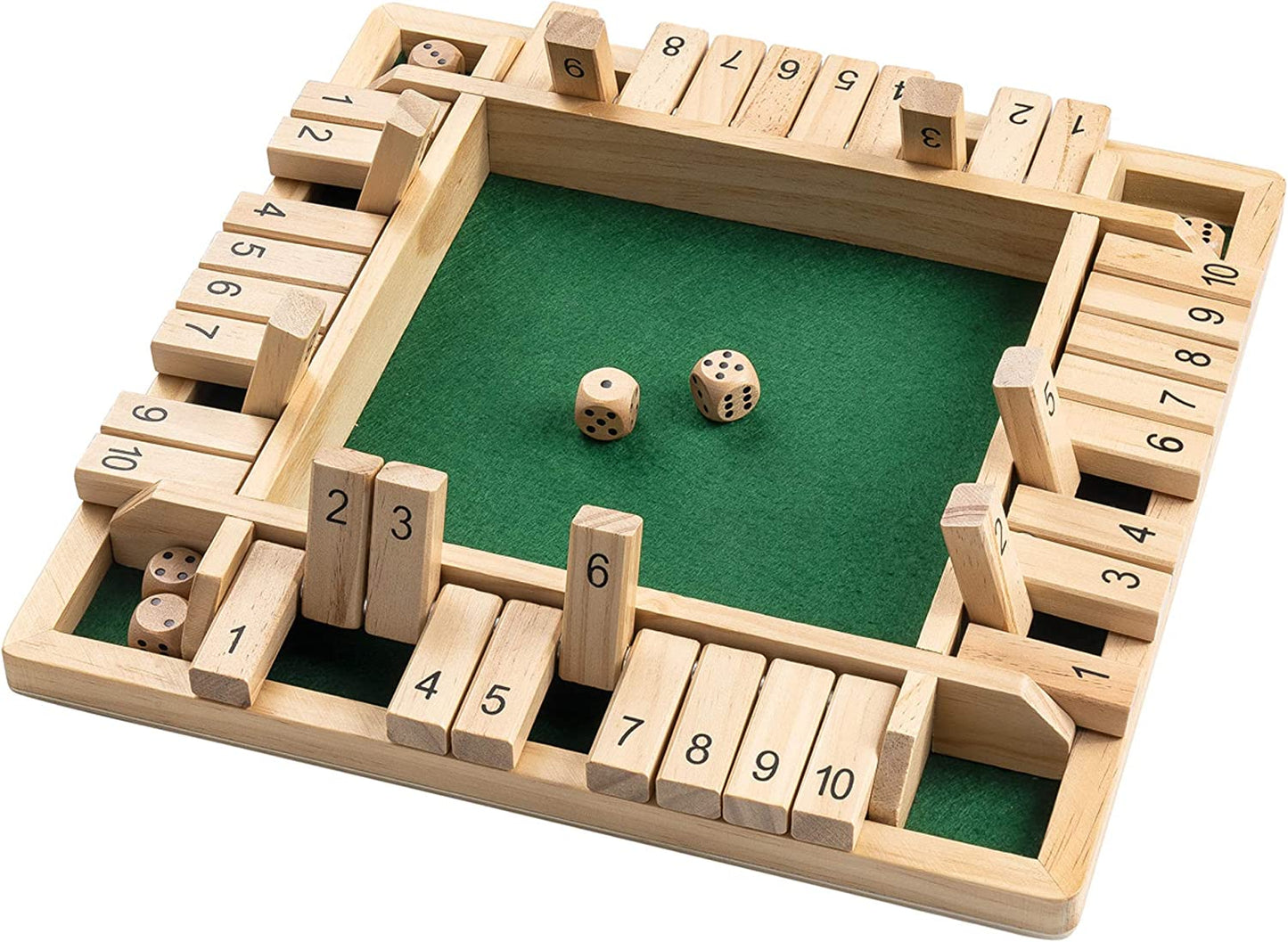 wooden board game; shut the box (2-4 players),12 Inches - Large