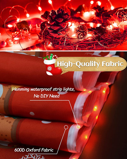 Christmas decoration banners with lights, Waffle-Red