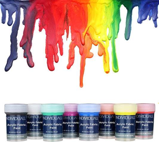 Paints for fabrics and textiles, with 8 x 20 ml / 0.7 fl oz