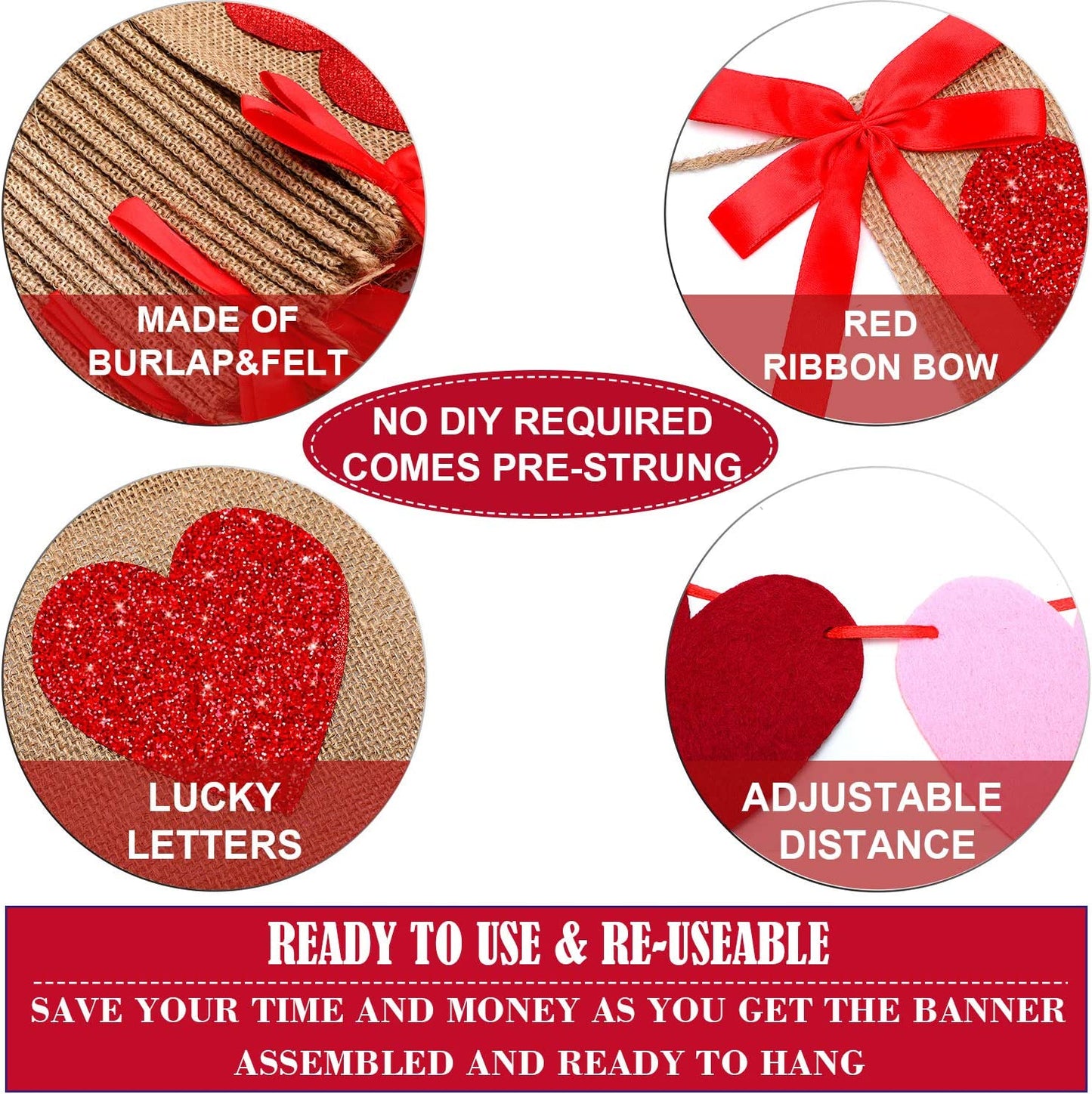 Set of 4 Valentine's Day Banners - No DIY Required