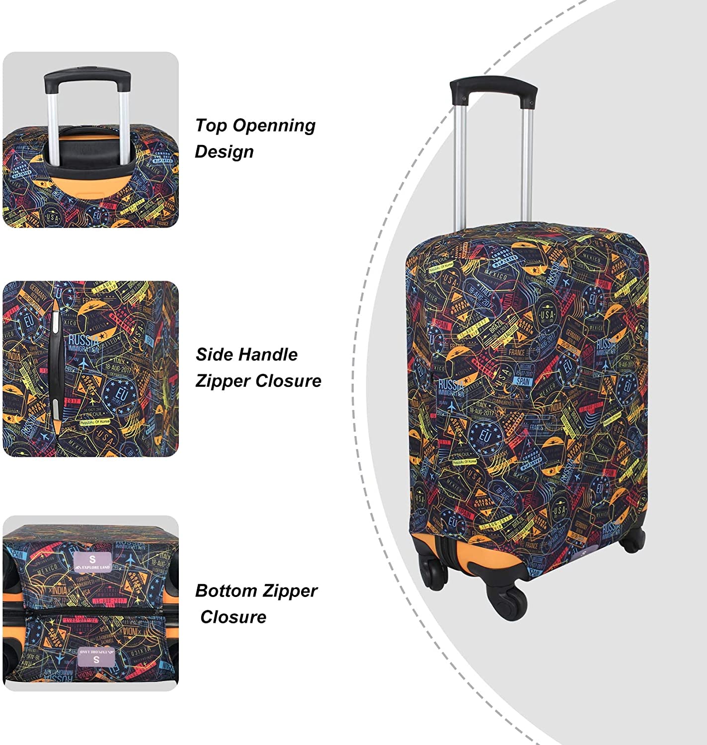 Printed Luggage Cover, stamp, large (27-30 inch luggage)