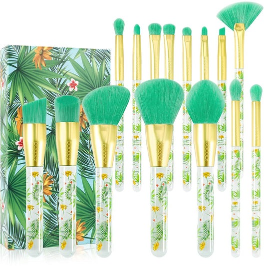 14 Piece Professional Makeup Brush Set, Makeup Brush Set, Green