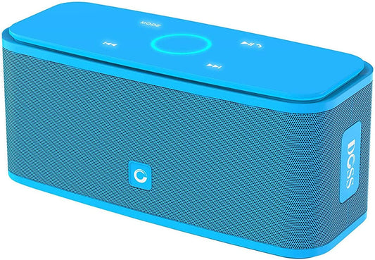 Portable wireless bluetooth speaker with 20-hour playtime, blue