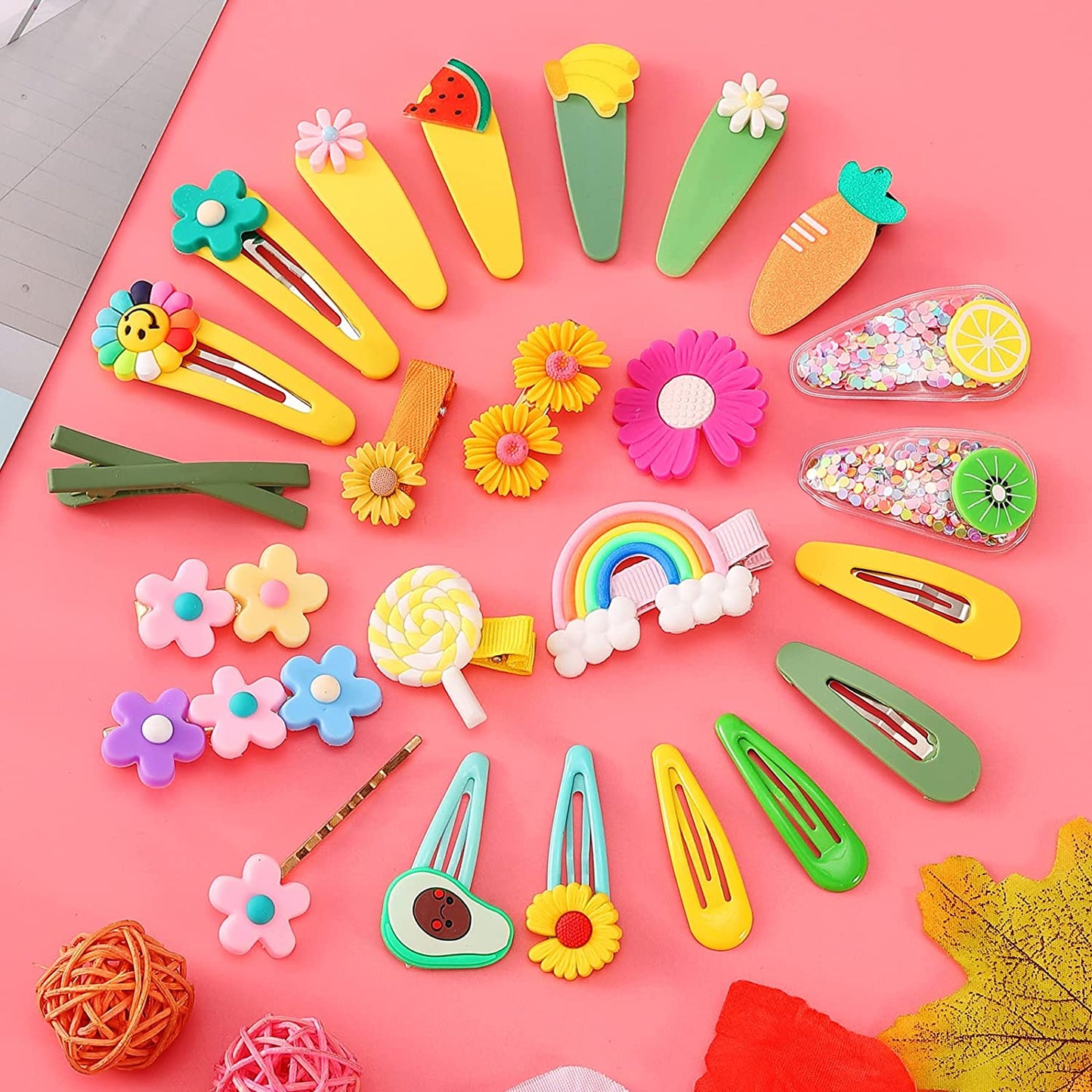 24 hair clips (flower set, mixed colors)